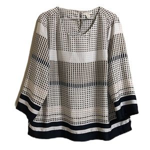 Saint Tropez West, Kimono Sleeves, Keyhole Back, Slits Top, Multi, Size XL